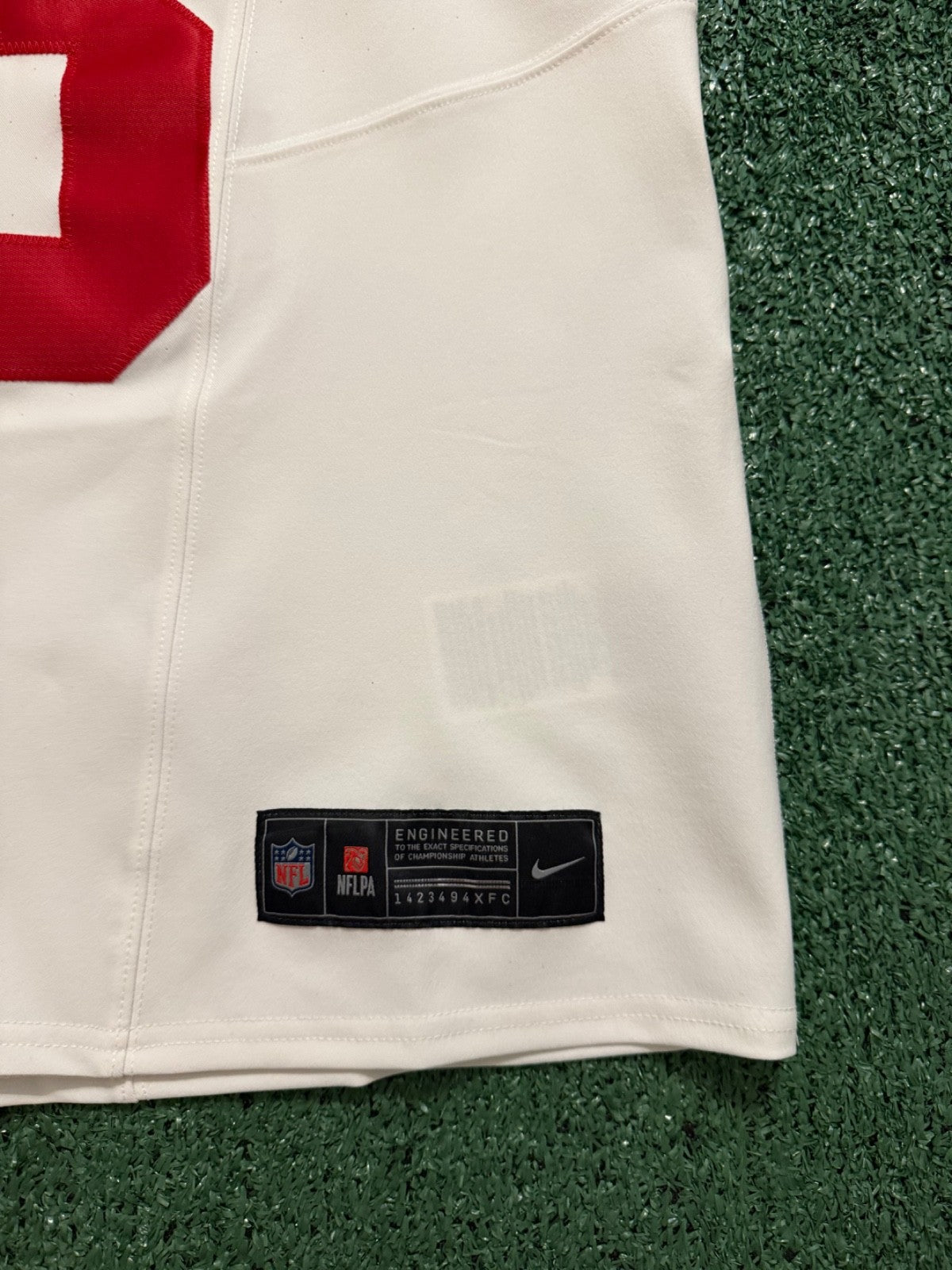 Christian McCaffrey San Francisco 49ers Jersey #23 Nike Vapor FUSE Elite White Size 44 (Large) NFL