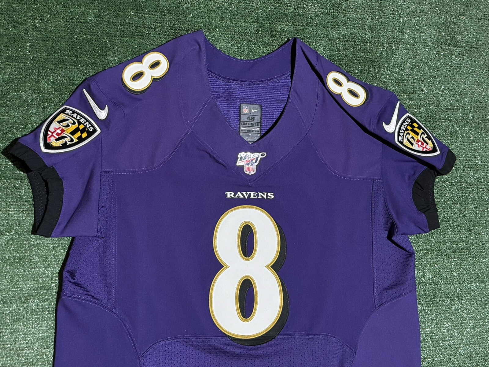 Lamar Jackson Baltimore Ravens Jersey #8 Nike Vapor Elite Purple Size 48 (XL) NFL
