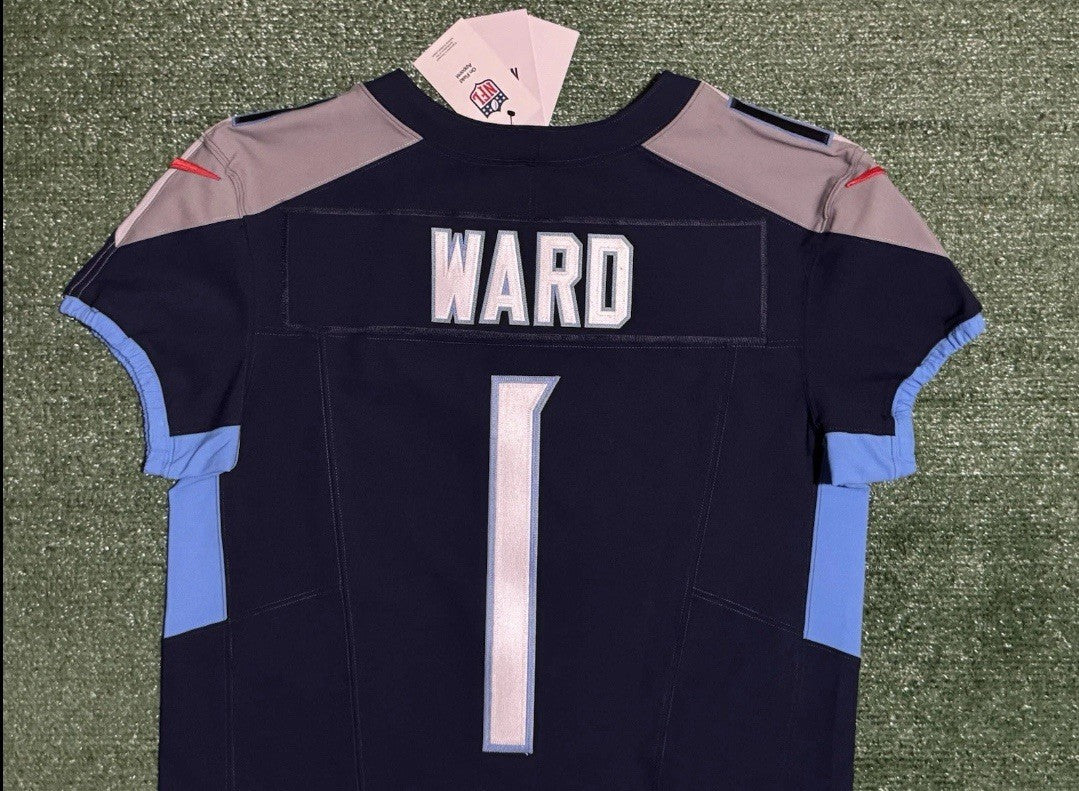 Cam Ward Tennessee Titans Jersey #1 Nike Vapor Fuse Elite Blue Size 44 (L) NFL