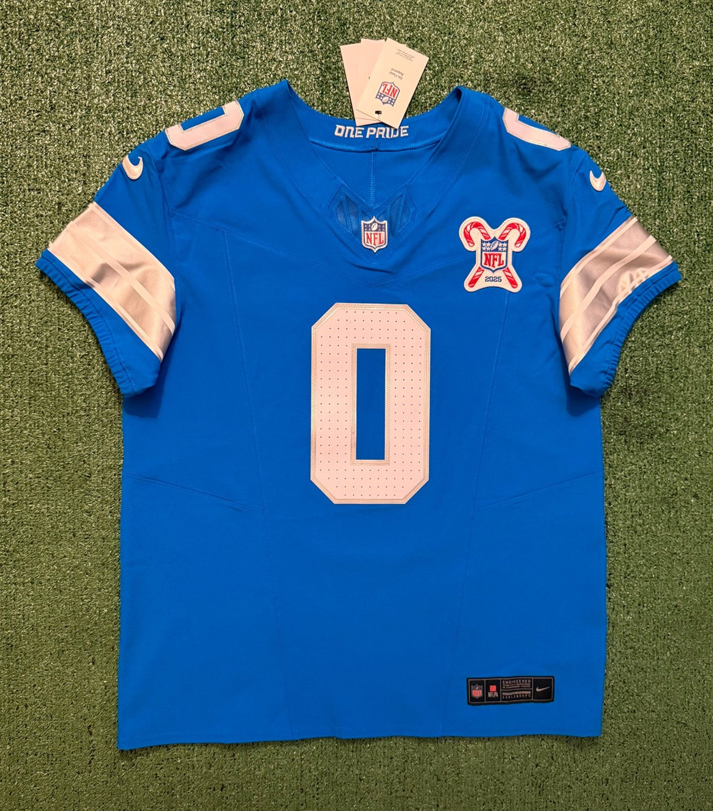 Jahmyr Gibbs Detroit Lions Jersey #0 Nike Vapor FUSE Elite Blue Size 44 (Large) NFL