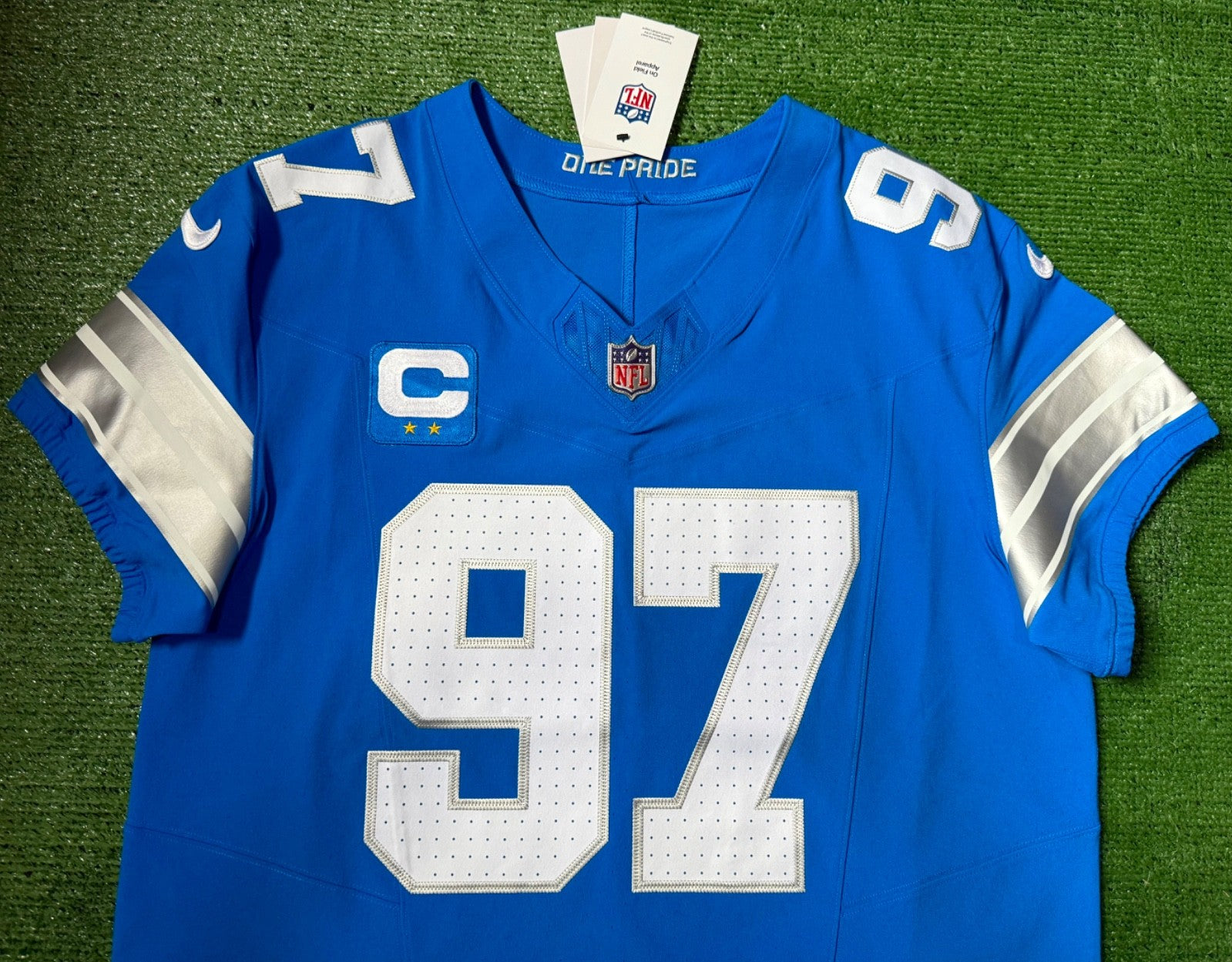 Aidan Hutchinson Detroit Lions Jersey #97 Nike Vapor FUSE Elite Blue size 44 (Large) NFL