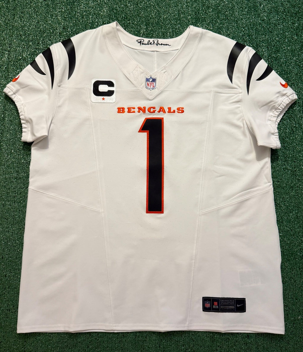Ja'Marr Chase Cincinnati Bengals Jersey #1 Nike Vapor Fuse Elite White Size 48 (XL) NFL