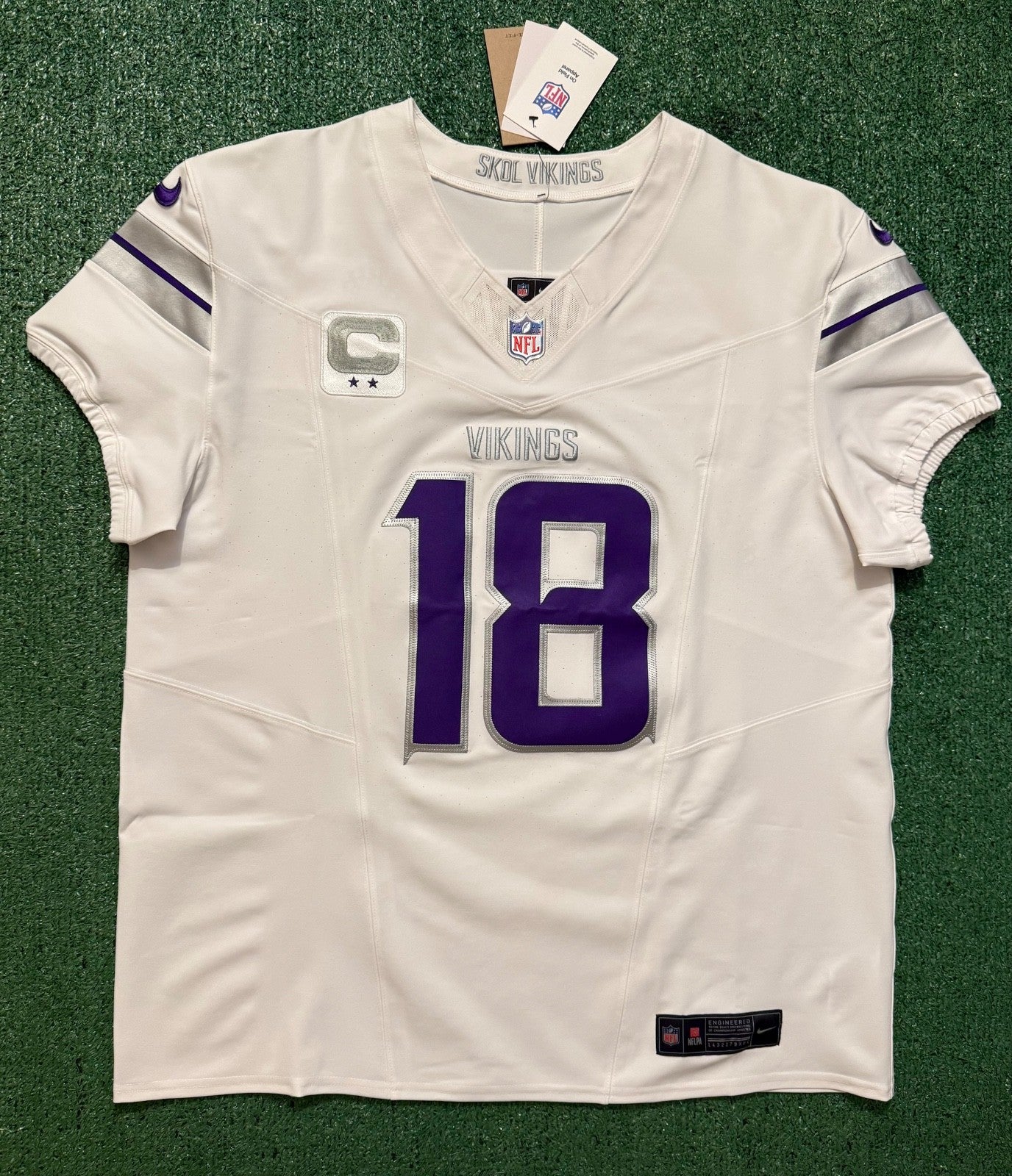 Justin Jefferson Minnesota Vikings Jersey #18 Nike Vapor FUSE Elite White Size 48 (XL) NFL