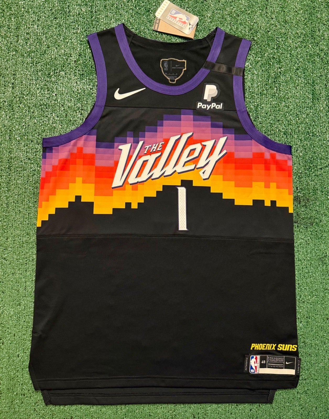 Devin Booker Phoenix Suns Jersey #1 Nike VaporKnit Authentic Black Size 48 (L) NBA