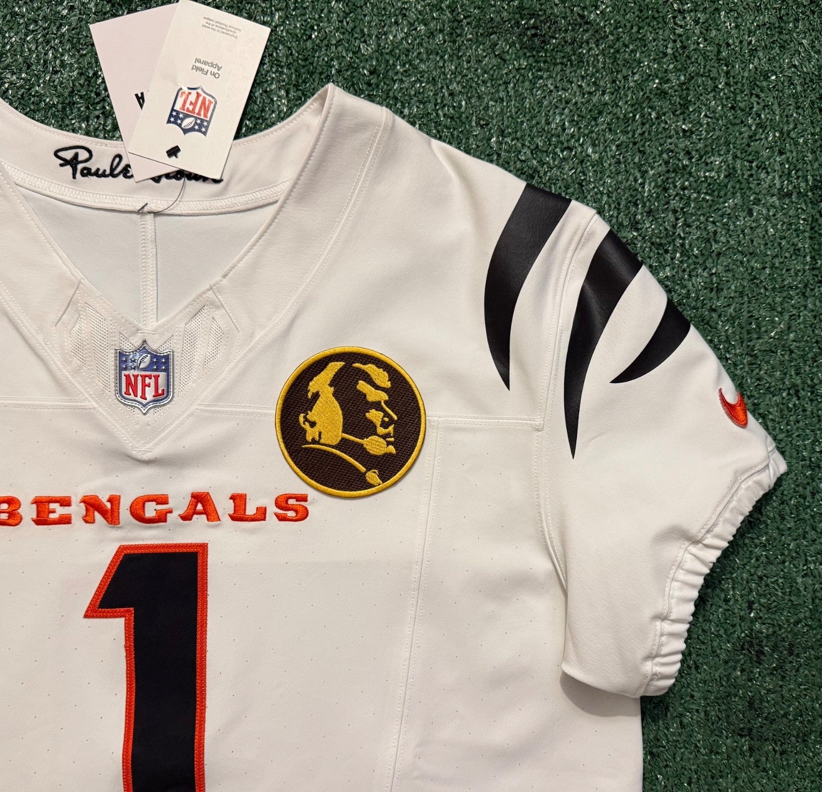 Ja'Marr Chase Cincinnati Bengals Jersey #1 Nike Vapor Fuse Elite White Size 44 (L) NFL