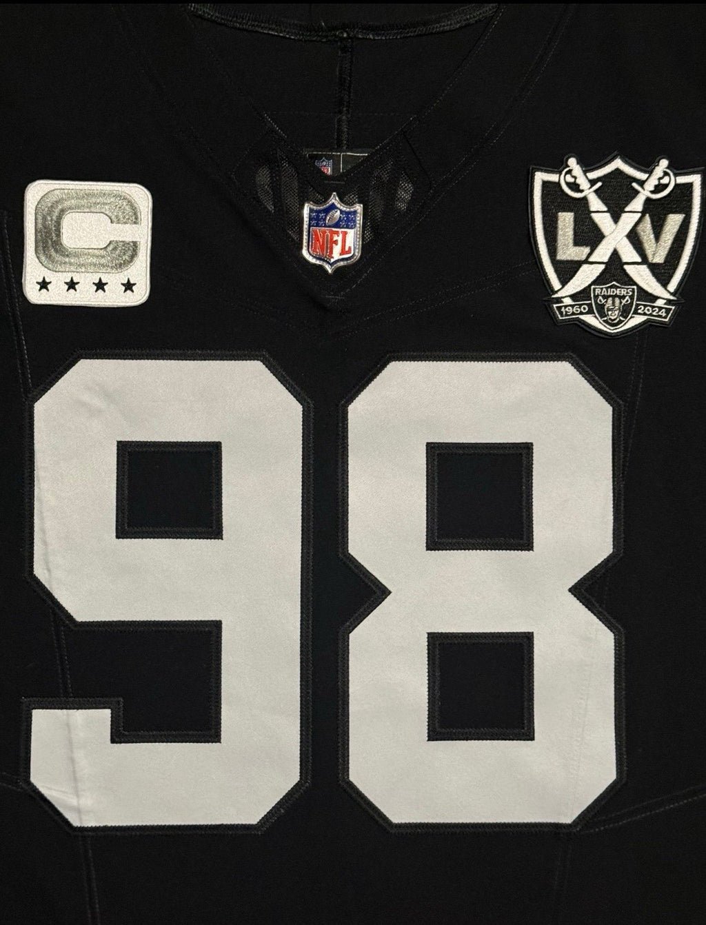 Maxx Crosby Las Vegas Raiders Jersey #98 Nike Vapor Fuse Elite Black Size 44 (L) NFL