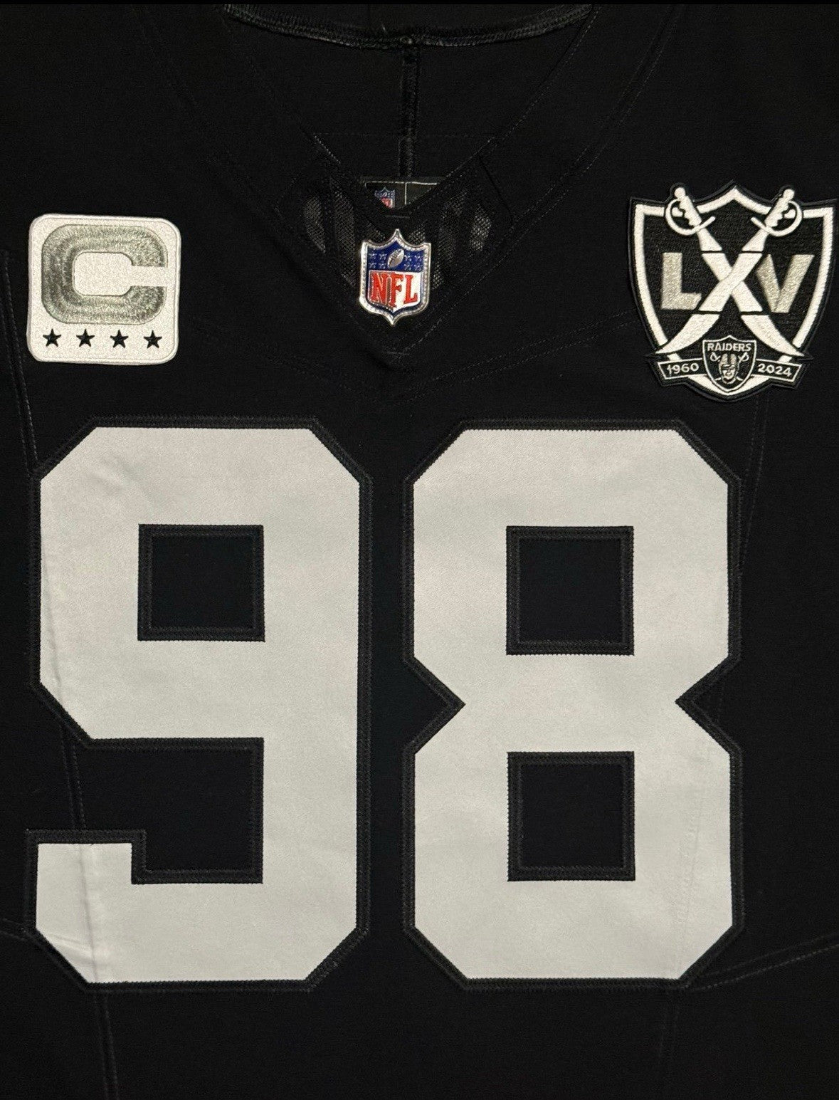 Maxx Crosby Las Vegas Raiders Jersey #98 Nike Vapor Fuse Elite Black Size 44 (L) NFL