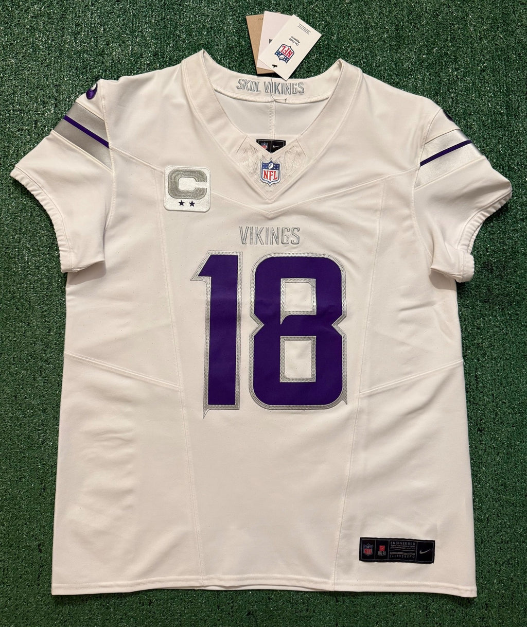 Justin Jefferson Minnesota Vikings Jersey #18 Nike Vapor FUSE Elite White Size 44 (Large) NFL