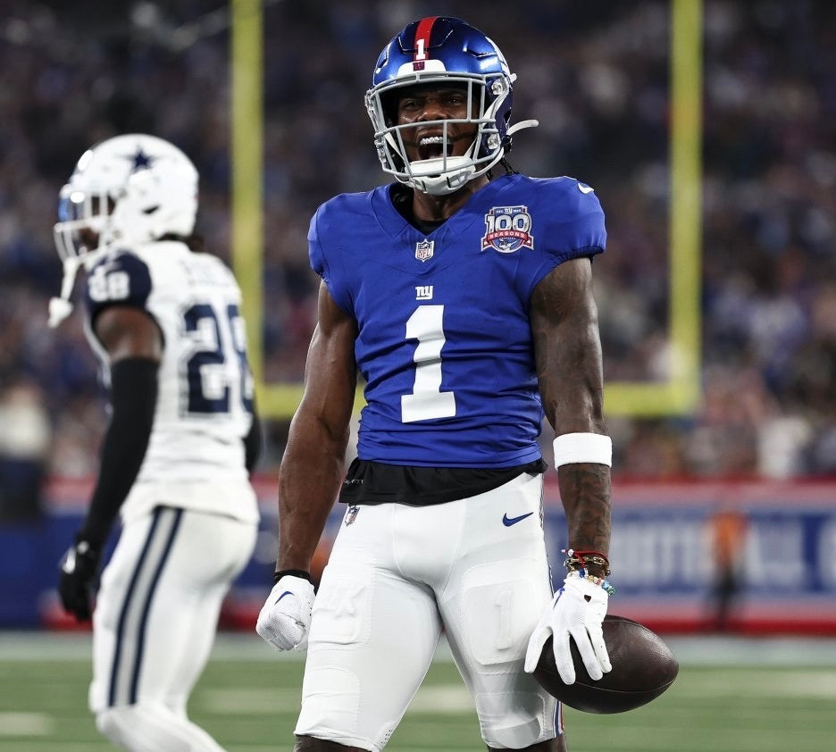 Malik Nabers New York Giants Jersey #1 Nike Vapor FUSE Elite Blue Size 48 (XL) NFL