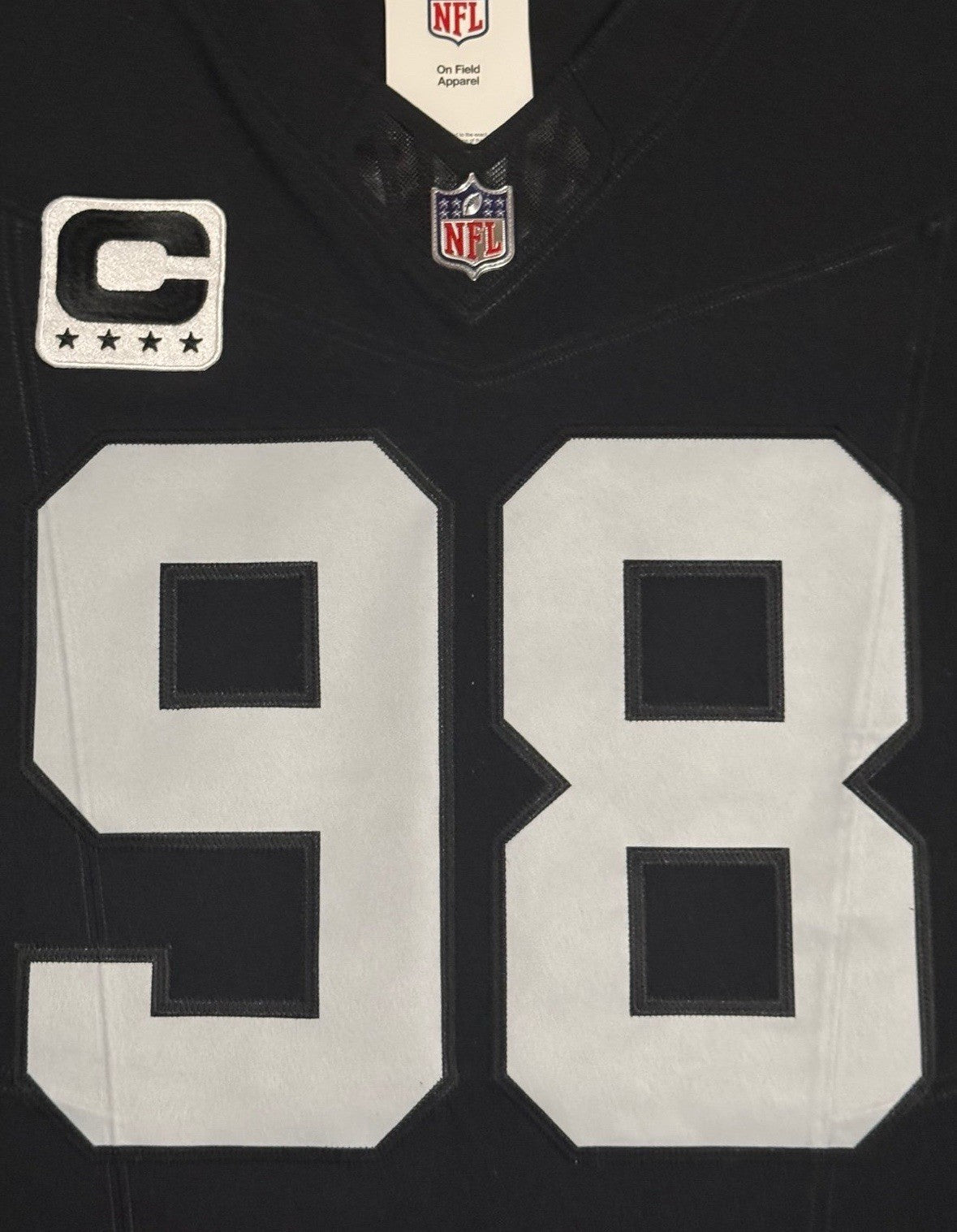 Maxx Crosby Las Vegas Raiders Jersey #98 Nike Vapor Fuse Elite Black Size 44 (L) NFL