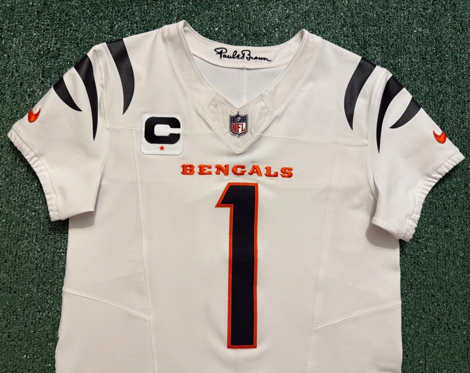 Ja'Marr Chase Cincinnati Bengals Jersey #1 Nike Vapor Fuse Elite White Size 40 (M) NFL