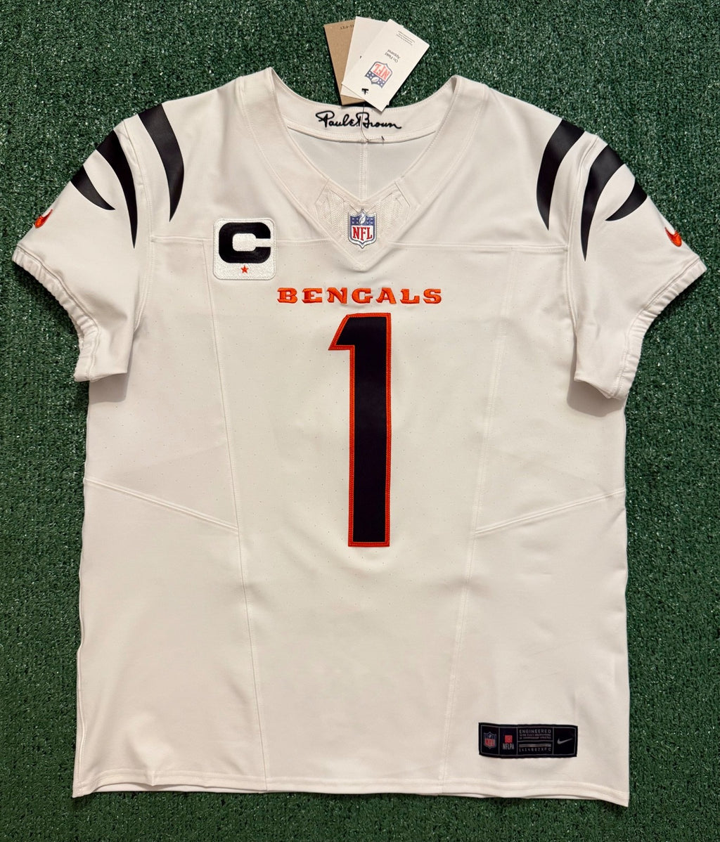 Ja'Marr Chase Cincinnati Bengals Jersey #1 Nike Vapor Fuse Elite White Size 44 (L) NFL