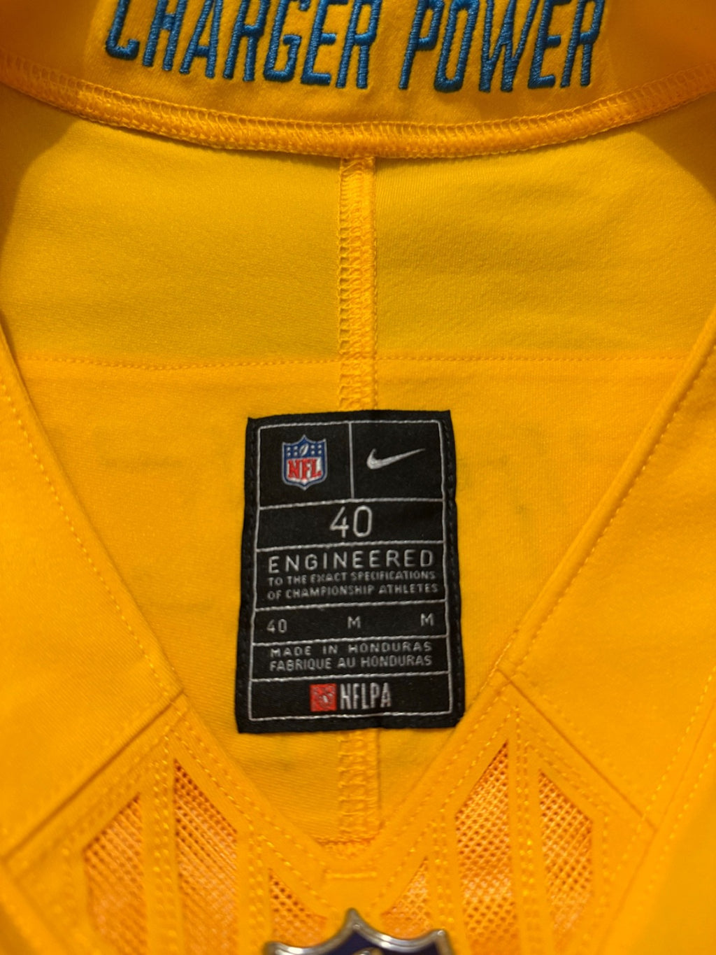 Justin Herbert Los Angeles Chargers Jersey #10 Nike Vapor Fuse Elite Gold Size 40 (M) NFL