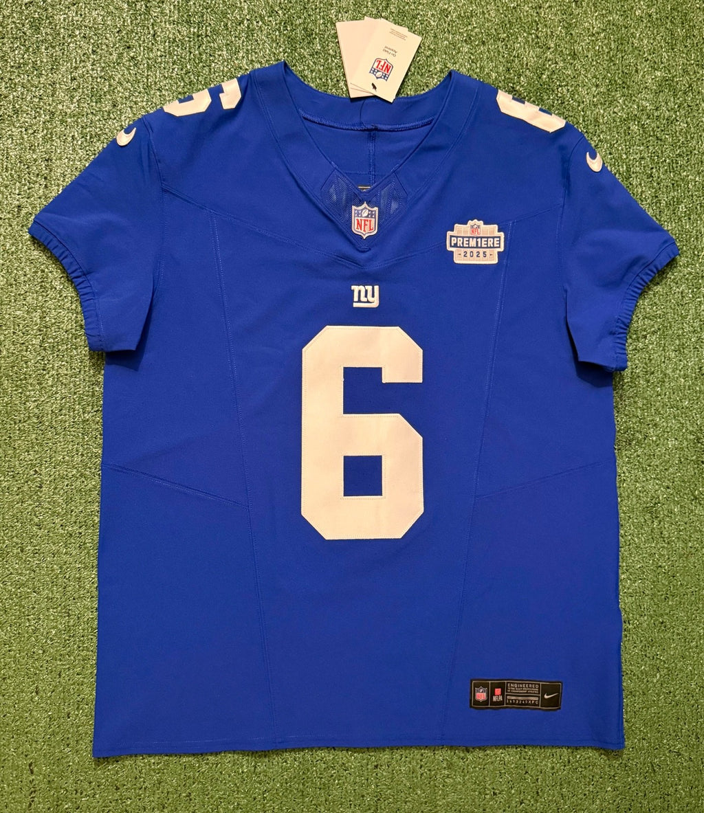 Jaxson Dart New York Giants Jersey #6 Nike Vapor FUSE Elite Blue size 44 (Large) NFL
