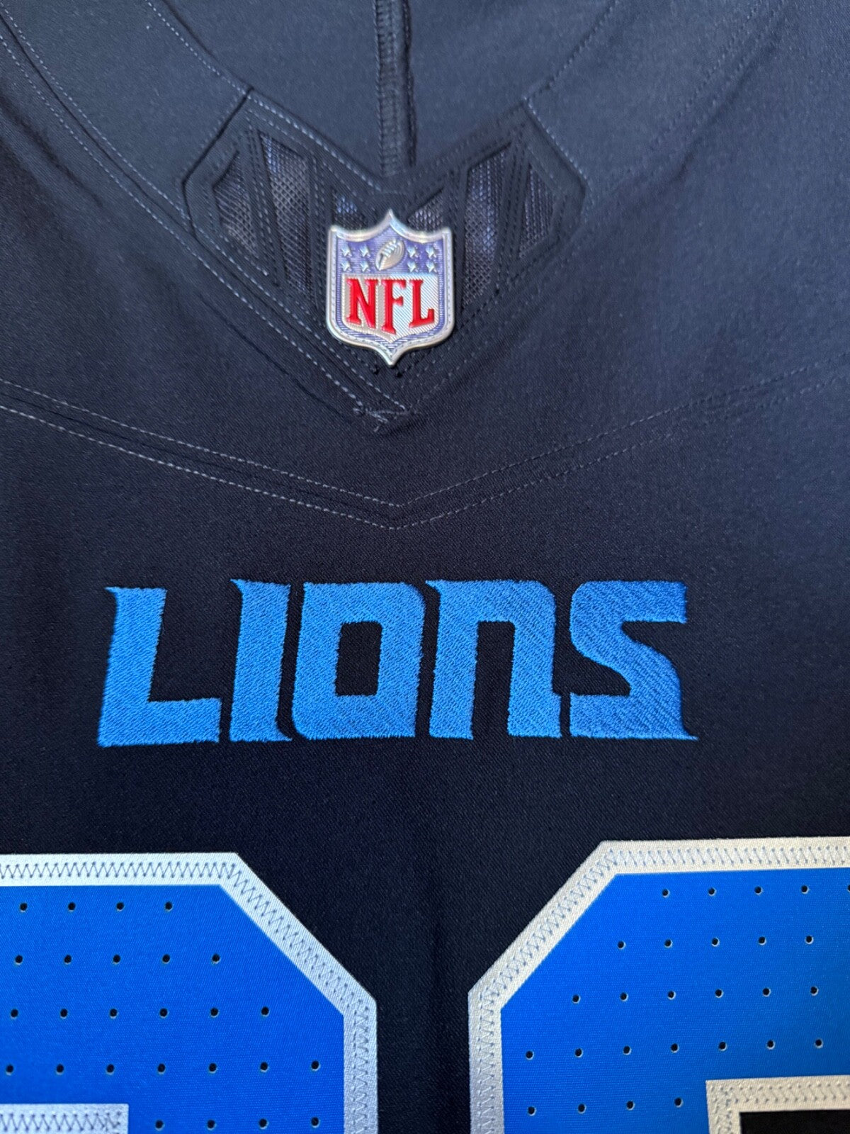 Jahmyr Gibbs Detroit Lions Jersey #26 Nike Vapor FUSE Elite Black Size 44 (Large) NFL