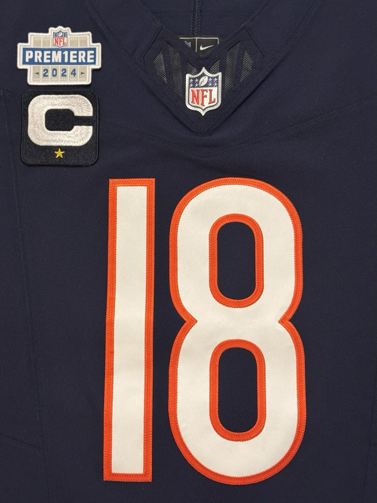 Caleb Williams Chicago Bears Jersey #18 Nike Vapor FUSE Elite Navy Size 40 (Medium) NFL