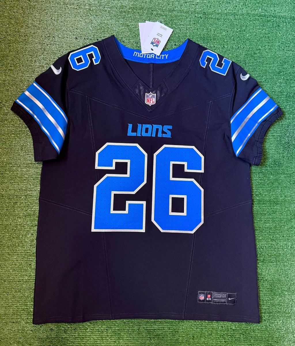Jahmyr Gibbs Detroit Lions Jersey #26 Nike Vapor FUSE Elite Black Size 44 (Large) NFL