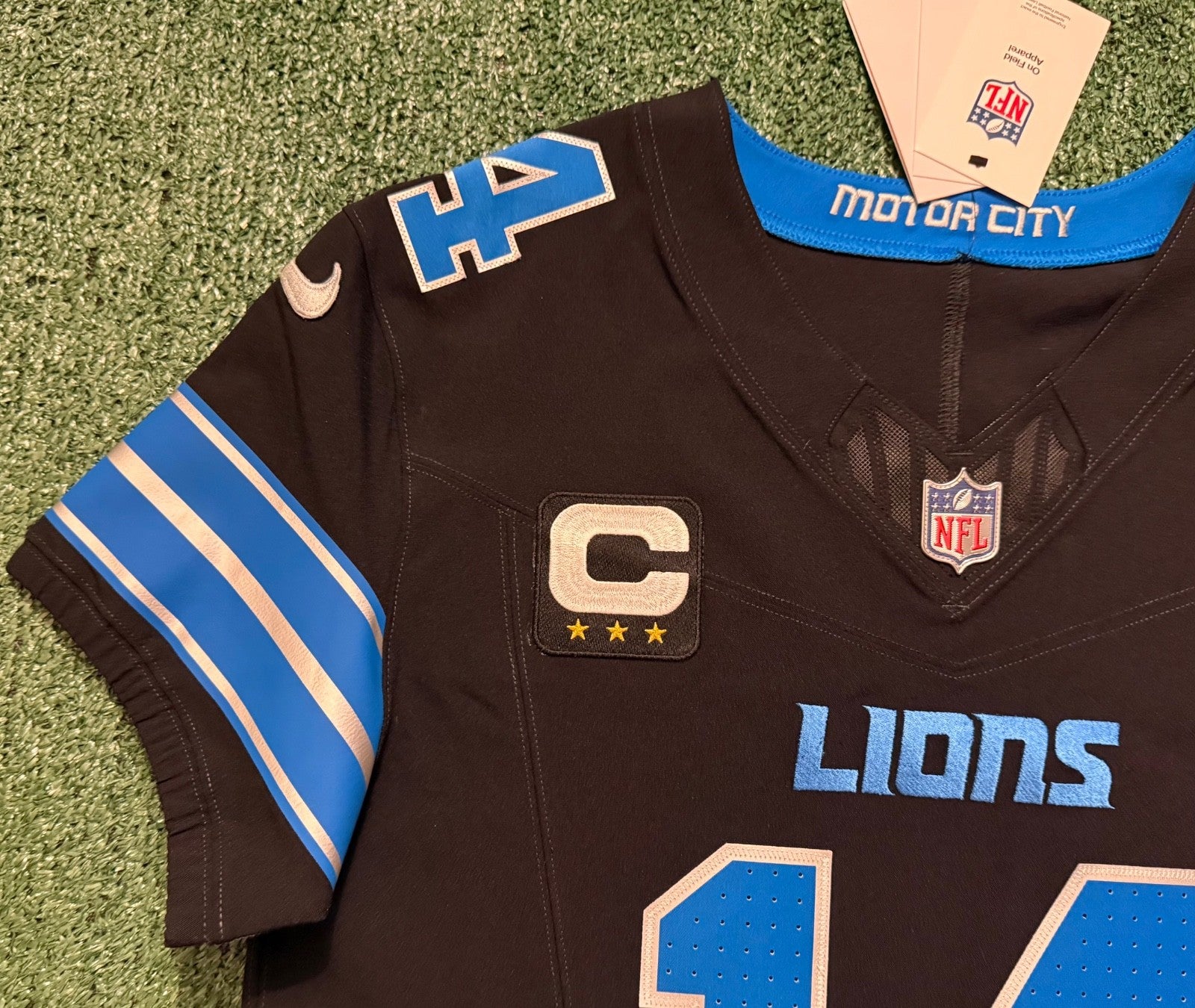 Amon Ra St Brown Detroit Lions Jersey #14 Nike Vapor FUSE Elite Black Size 40 (Medium) NFL