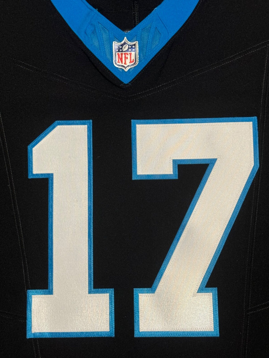 Xavier Legette Carolina Panthers Jersey #17 Nike Vapor FUSE Elite Black Size 44 (Large) NFL