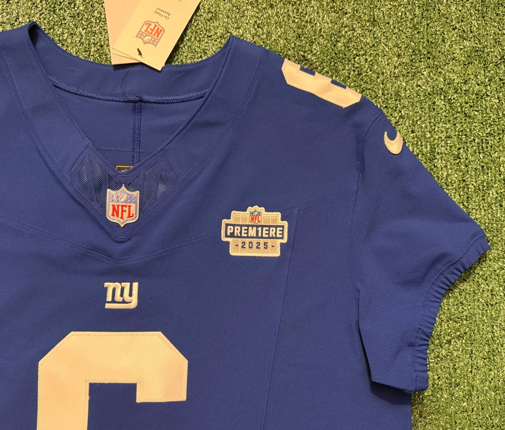 Jaxson Dart New York Giants Jersey #6 Nike Vapor FUSE Elite Blue size 44 (Large) NFL