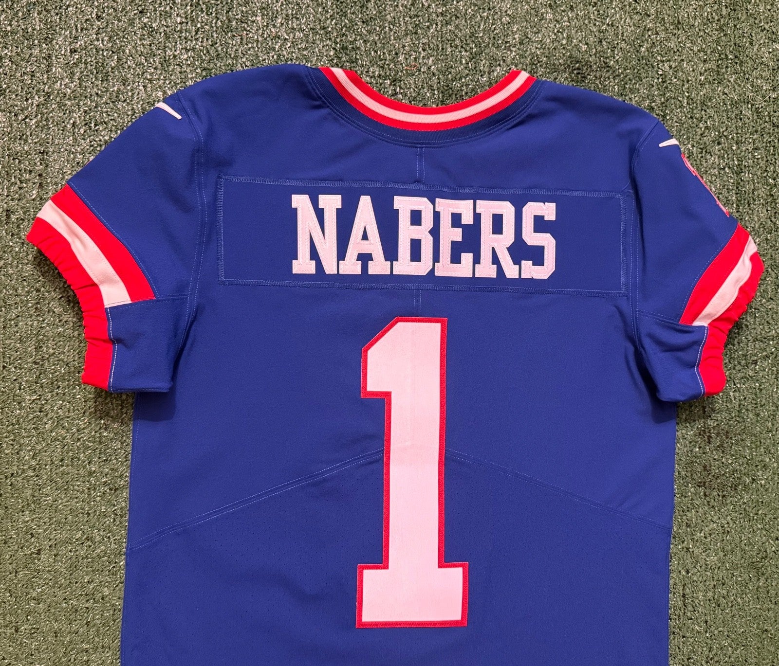 Malik Nabers New York Giants Jersey #1 Nike Vapor Elite Blue Size 40 (Medium) NFL