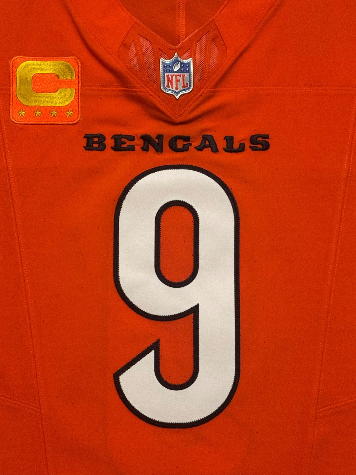 Joe Burrow Cincinnati Bengals Jersey #9 Nike Vapor FUSE Elite Orange Size 44 (L) NFL