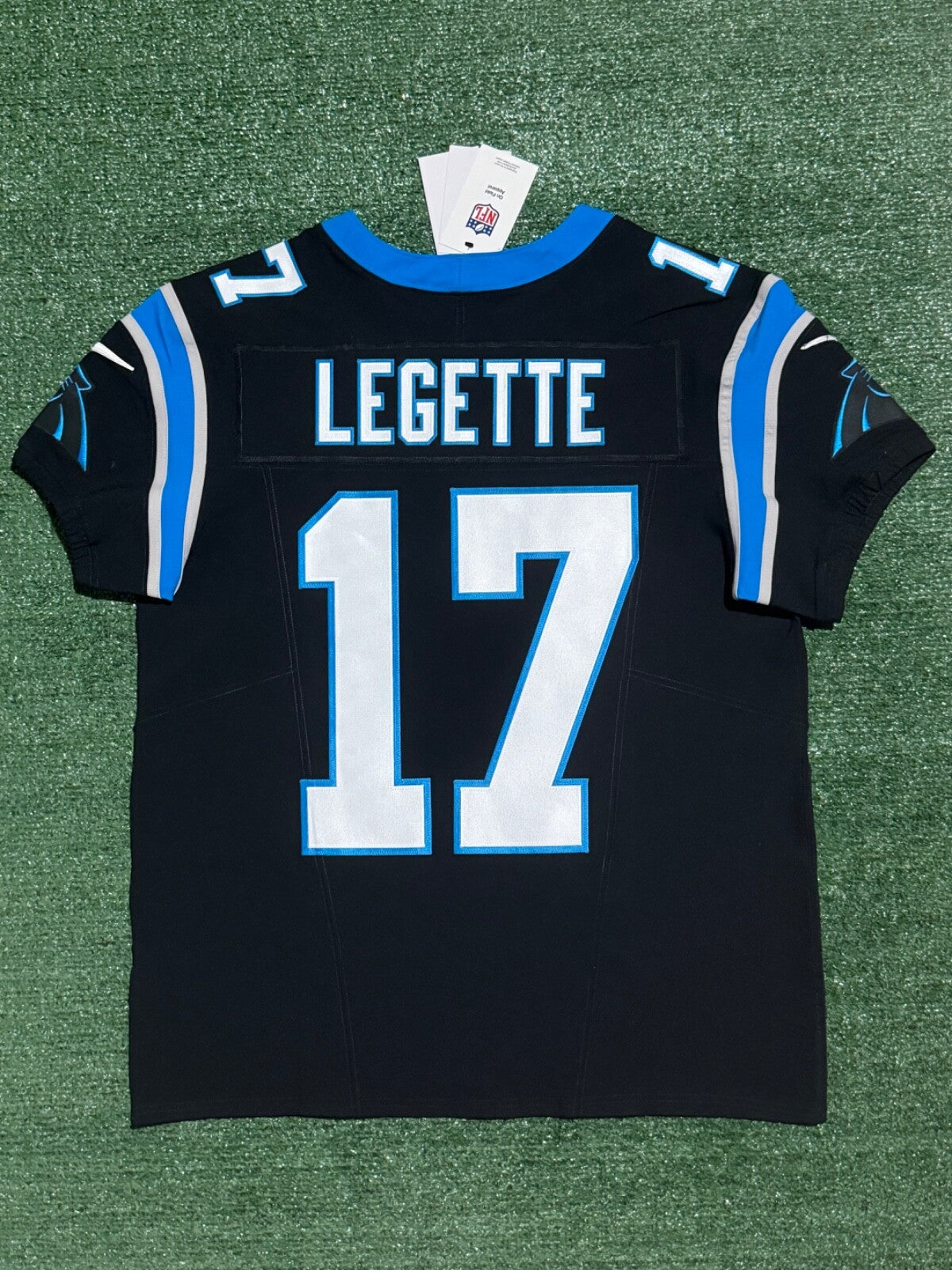 Xavier Legette Carolina Panthers Jersey #17 Nike Vapor FUSE Elite Black Size 44 (Large) NFL