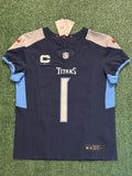 Cam Ward Tennessee Titans Jersey #1 Nike Vapor Fuse Elite Blue Size 44 (L) NFL