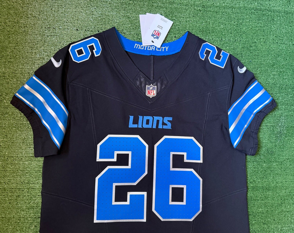 Jahmyr Gibbs Detroit Lions Jersey #26 Nike Vapor FUSE Elite Black Size 44 (Large) NFL