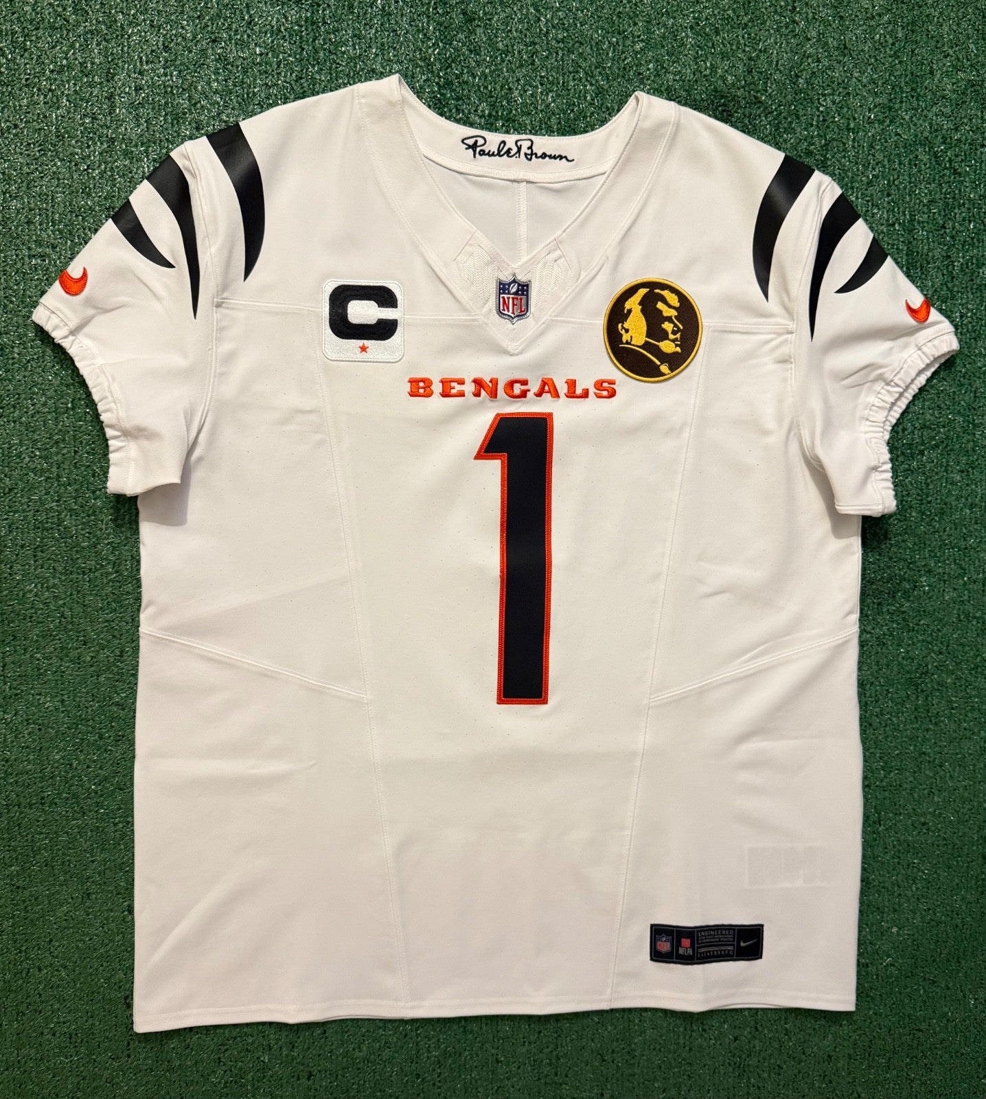 Ja'Marr Chase Cincinnati Bengals Jersey #1 Nike Vapor Fuse Elite White Size 48 (XL) NFL
