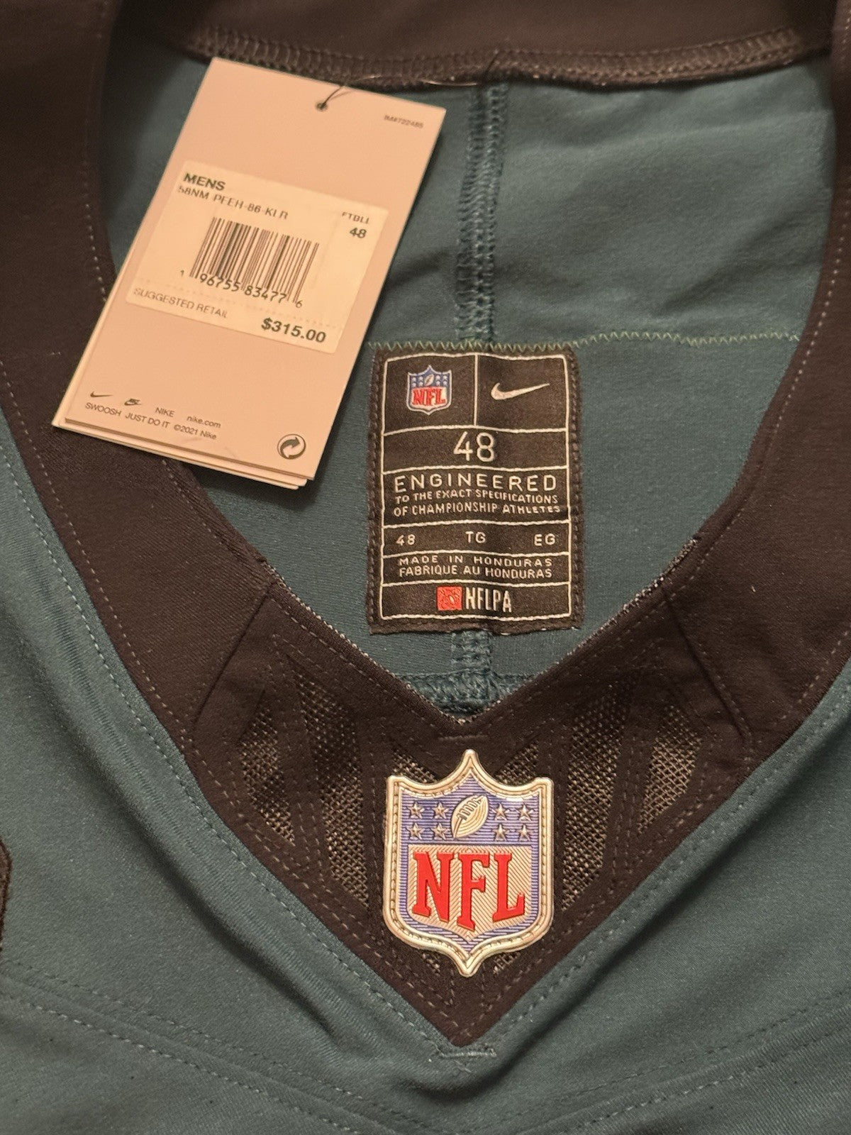 Jason Kelce Philadelphia Eagles Jersey #62 Nike Vapor FUSE Elite Green Size 48 (XL) NFL
