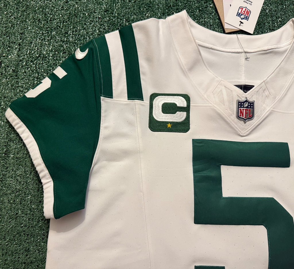 Garrett Wilson New York Jets Jersey #5 Nike Vapor Fuse Elite White Size 44 (L) NFL