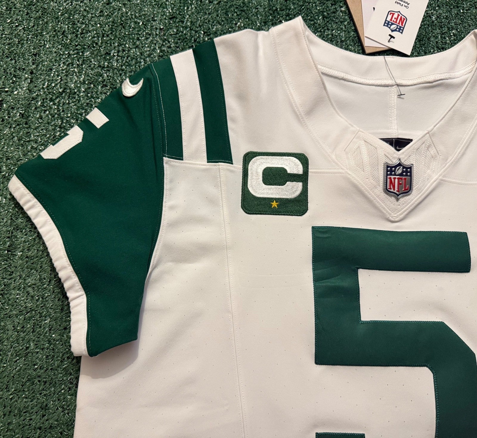 Garrett Wilson New York Jets Jersey #5 Nike Vapor Fuse Elite White Size 44 (L) NFL