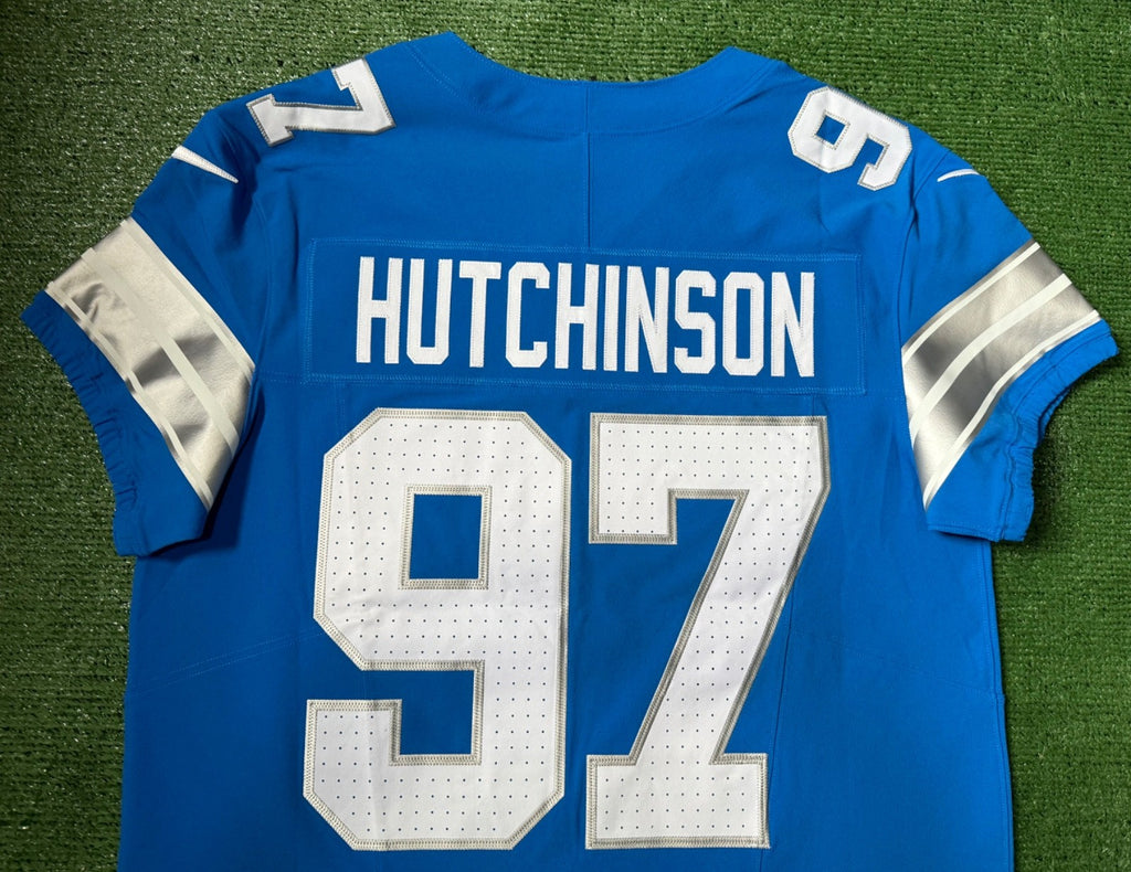 Aidan Hutchinson Detroit Lions Jersey #97 Nike Vapor FUSE Elite Blue size 44 (Large) NFL