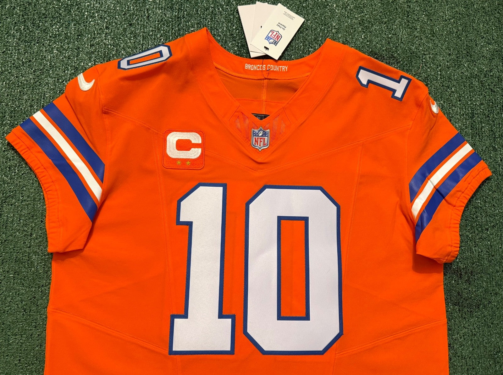 Bo Nix Denver Broncos Jersey #10 Nike Vapor Fuse Elite Orange Size 48 (XL) NFL