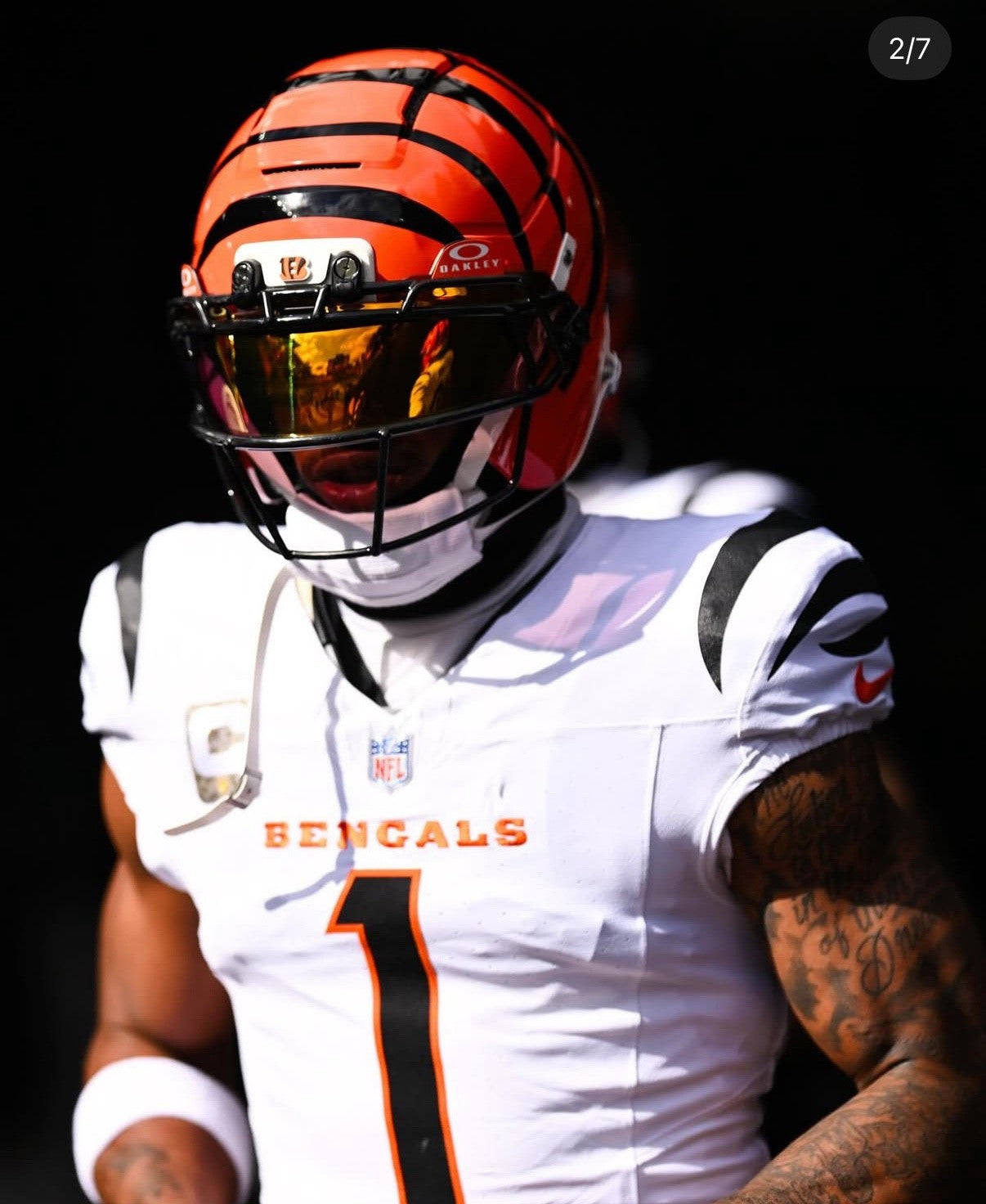 Ja'Marr Chase Cincinnati Bengals Jersey #1 Nike Vapor Fuse Elite White Size 44 (L) NFL