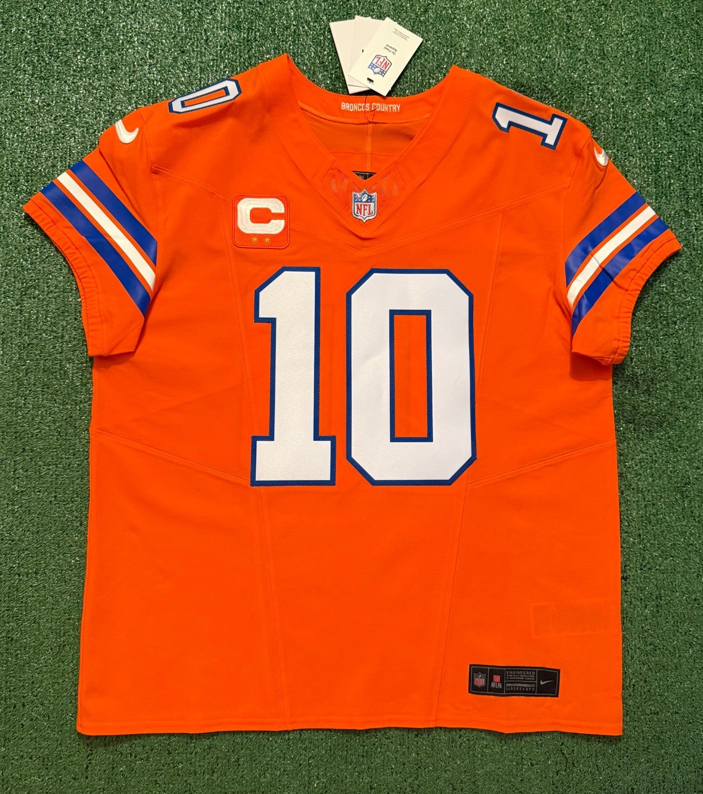 Bo Nix Denver Broncos Jersey #10 Nike Vapor Fuse Elite Orange Size 48 (XL) NFL