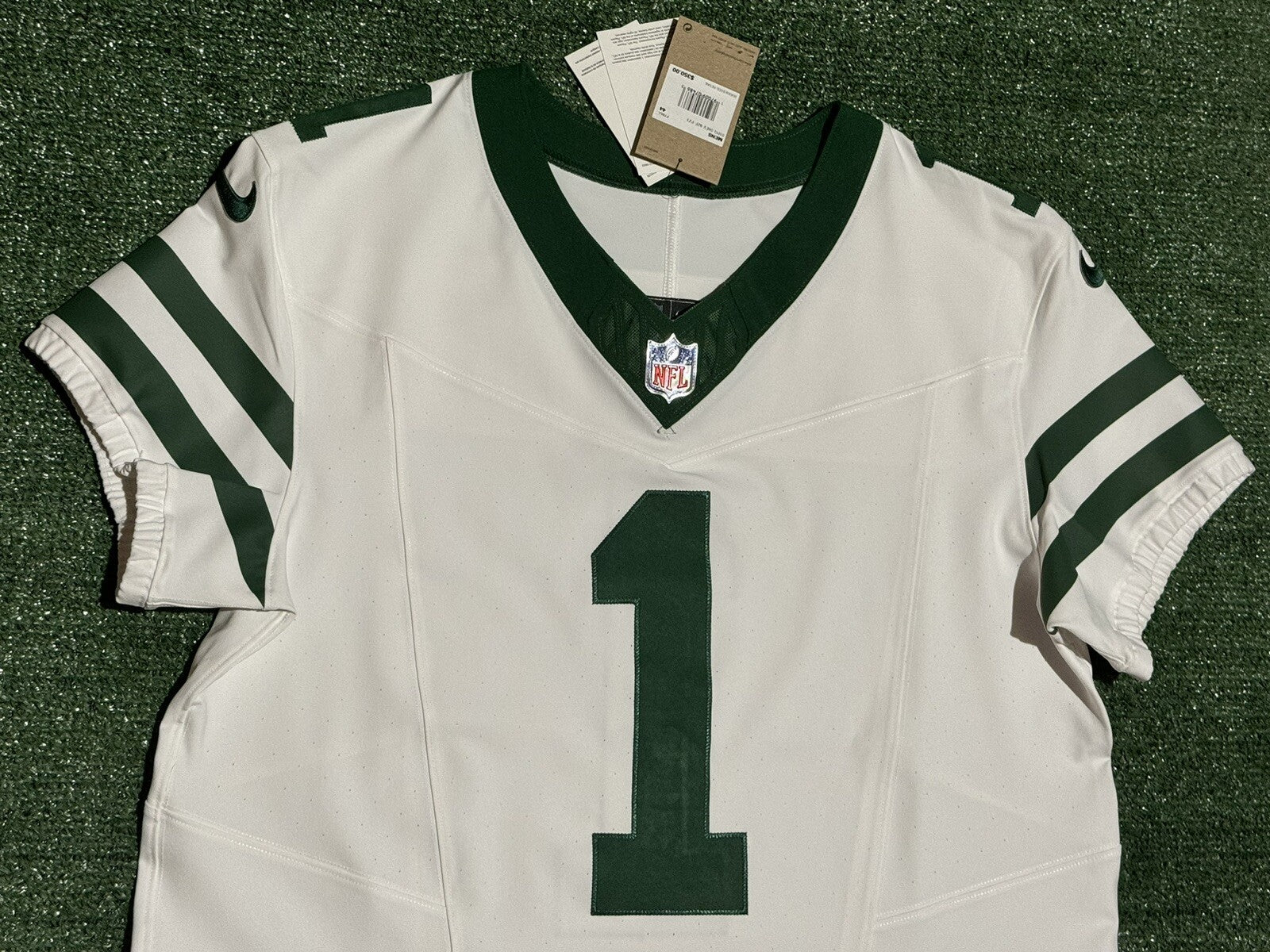 Sauce Gardner New York Jets Jersey #1 Nike Vapor Fuse Elite White Size 44 (L) NFL
