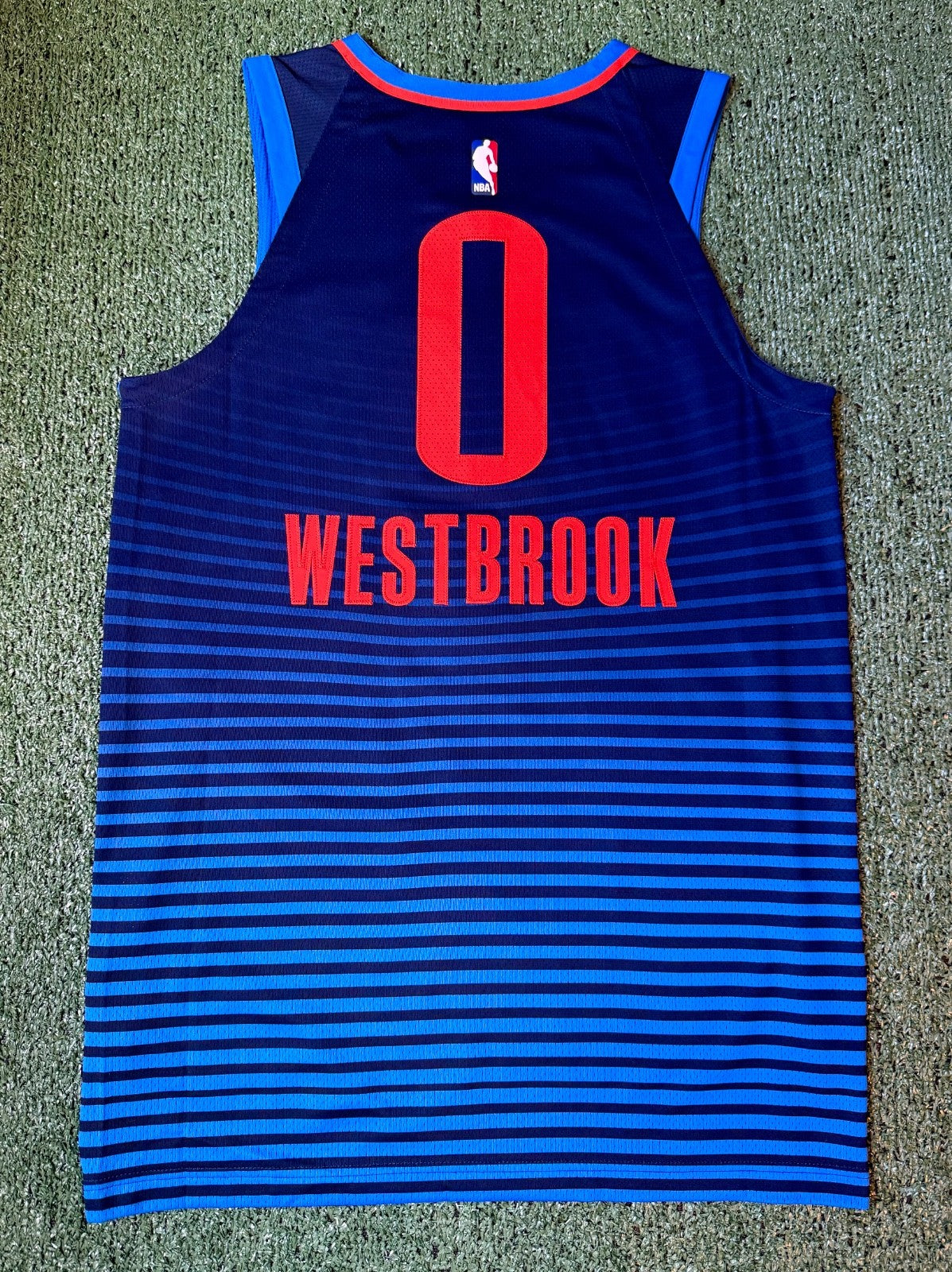 Russell Westbrook Oklahoma City Thunder Jersey #0 Nike Aeroswift Authentic Blue Size 44 (M) NBA