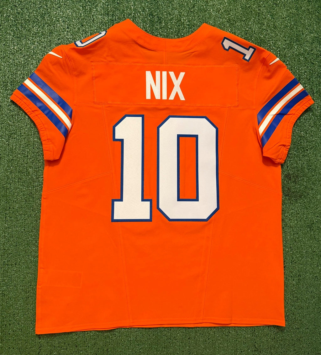 Bo Nix Denver Broncos Jersey #10 Nike Vapor Fuse Elite Orange Size 48 (XL) NFL