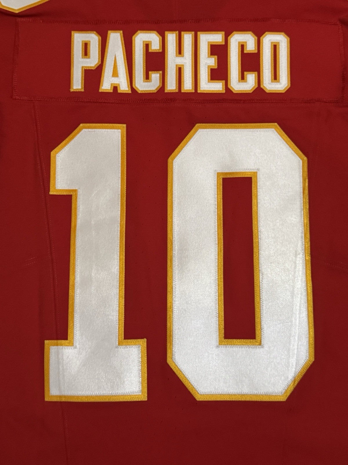 Isiah Pacheco Kansas City Chiefs Jersey #10 Nike Vapor Fuse Elite Red Size 44 (L) NFL