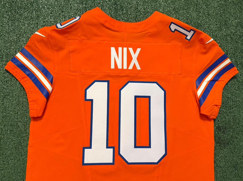 Bo Nix Denver Broncos Jersey #10 Nike Vapor Fuse Elite Orange Size 48 (XL) NFL