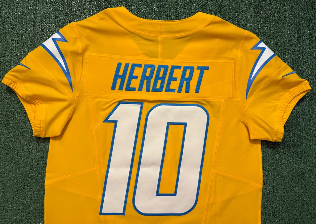 Justin Herbert Los Angeles Chargers Jersey #10 Nike Vapor Fuse Elite Gold Size 40 (M) NFL