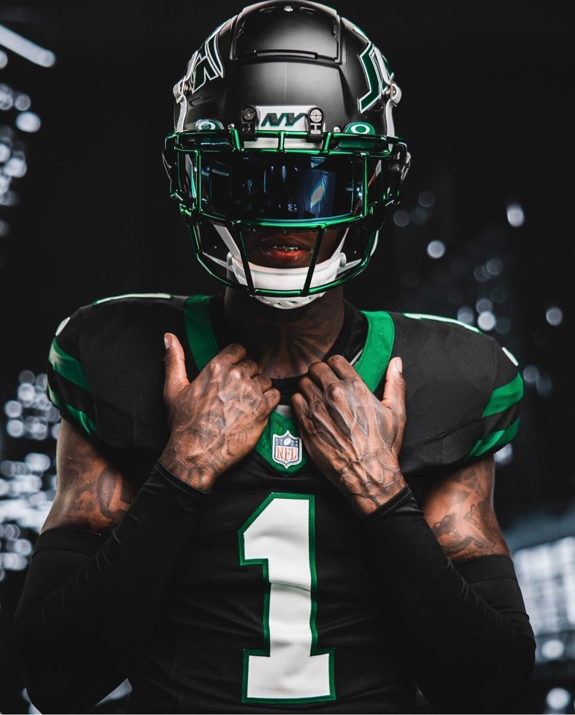 Sauce Gardner New York Jets Jersey #1 Nike Vapor Fuse Elite Black Size 40 (M) NFL