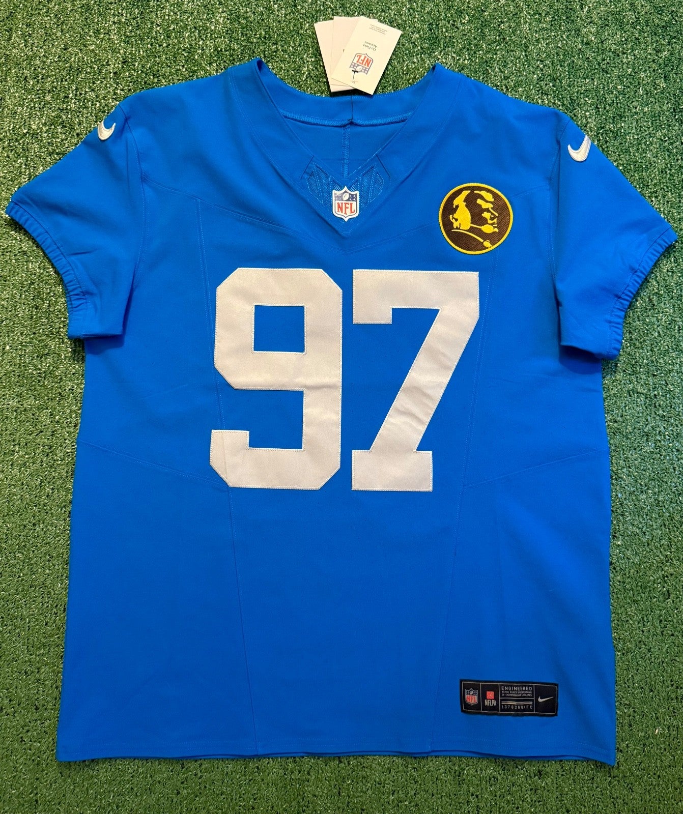 Aidan Hutchinson Detroit Lions Jersey #97 Nike Vapor FUSE Elite Blue size 44 (Large) NFL