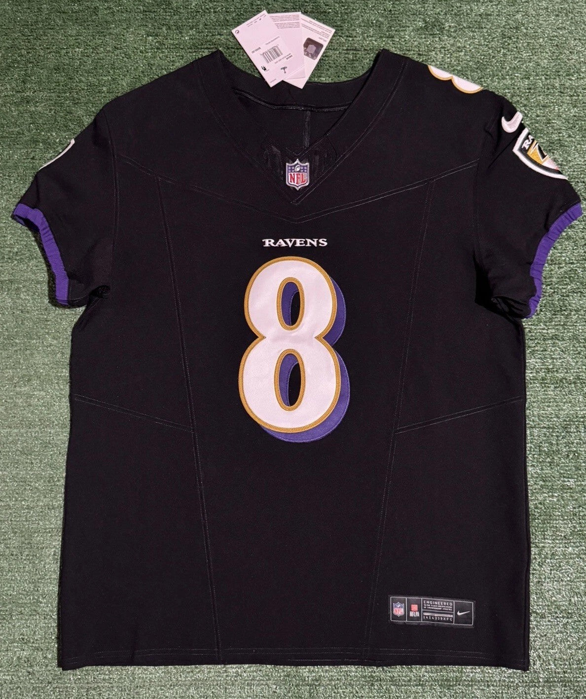 Lamar Jackson Baltimore Ravens Jersey #8 Nike Vapor FUSE Elite Black Size 44 (L) NFL
