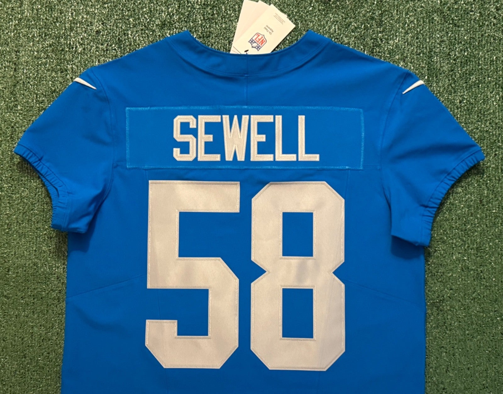 Penei Sewell Detroit Lions Jersey #58 Nike Vapor FUSE Elite Blue 44 (Large) NFL