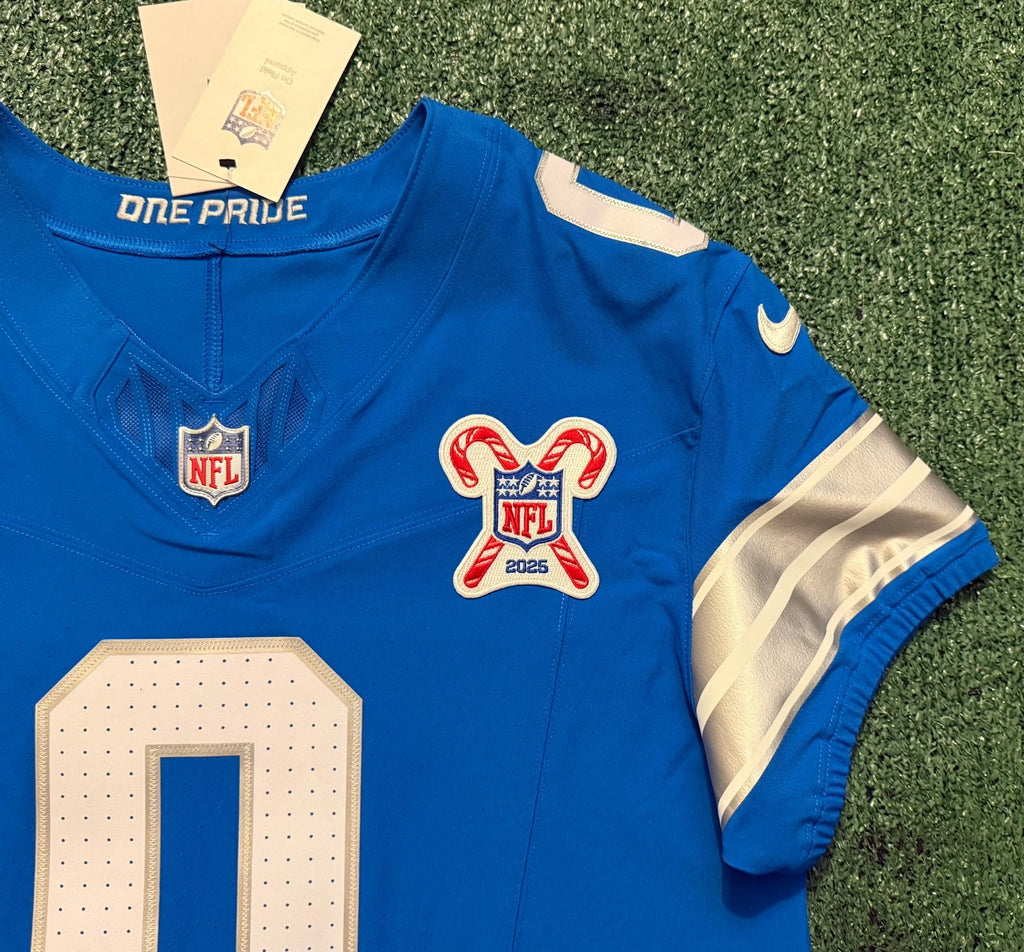Jahmyr Gibbs Detroit Lions Jersey #0 Nike Vapor FUSE Elite Blue Size 44 (Large) NFL