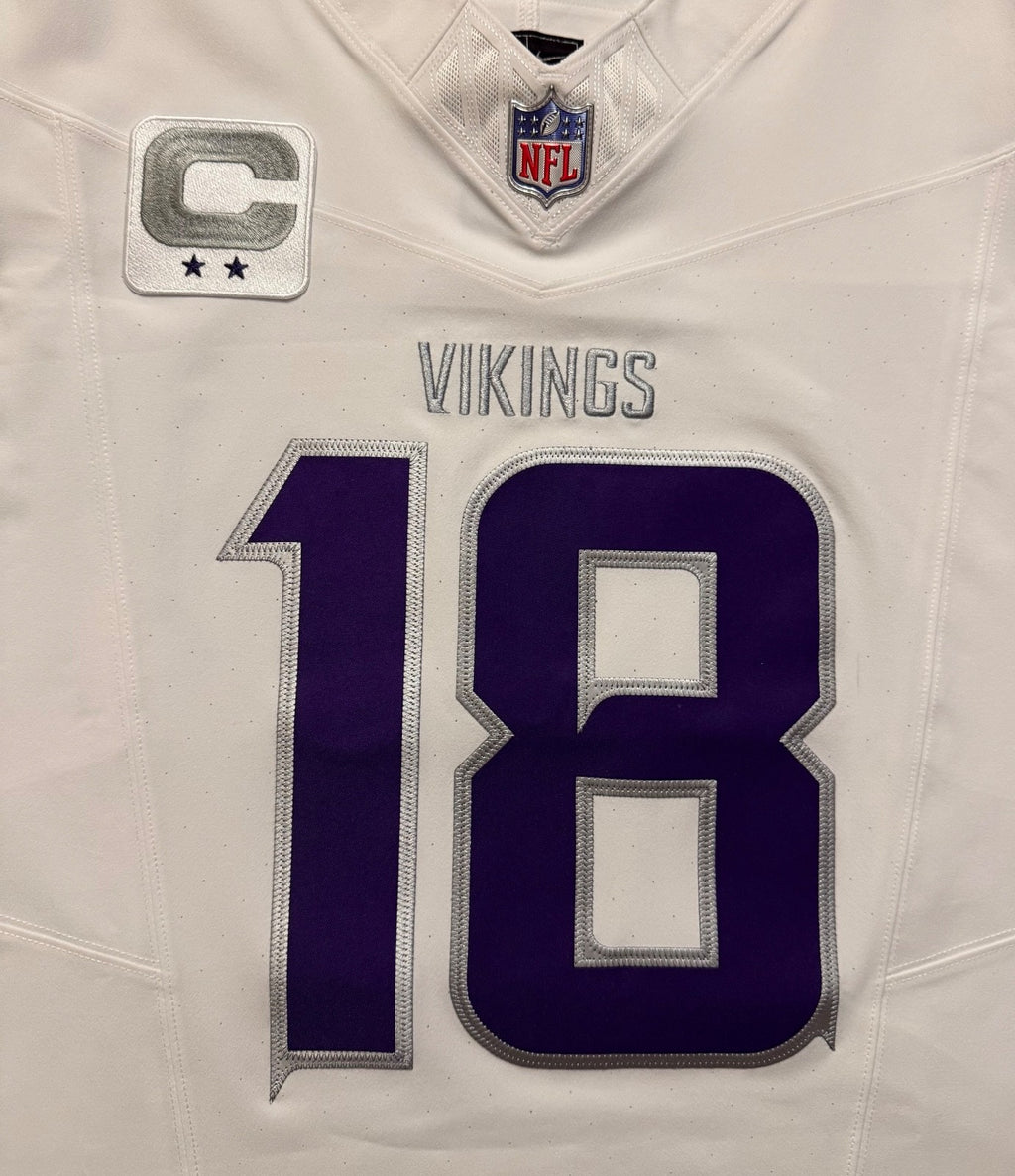 Justin Jefferson Minnesota Vikings Jersey #18 Nike Vapor FUSE Elite White Size 40 (Medium) NFL