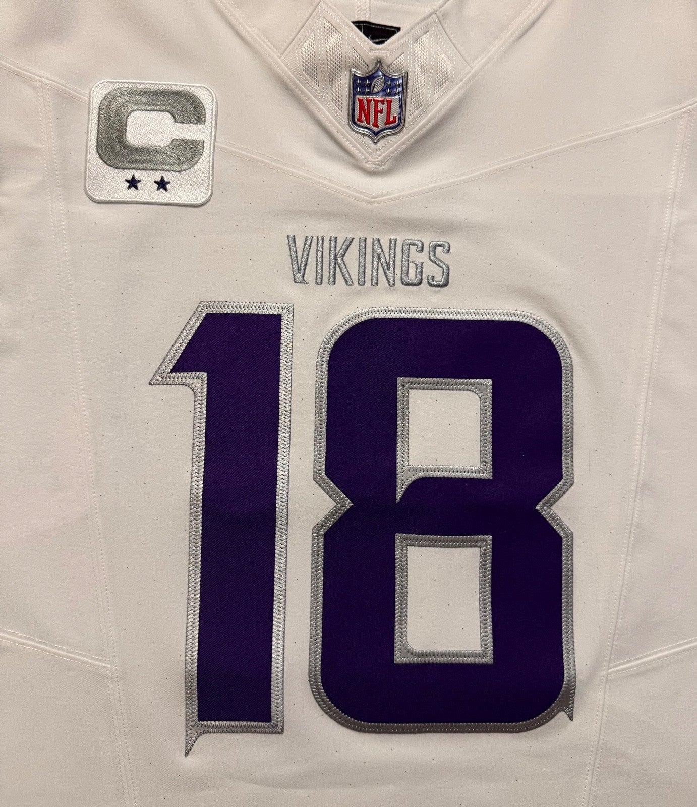Justin Jefferson Minnesota Vikings Jersey #18 Nike Vapor FUSE Elite White Size 40 (Medium) NFL